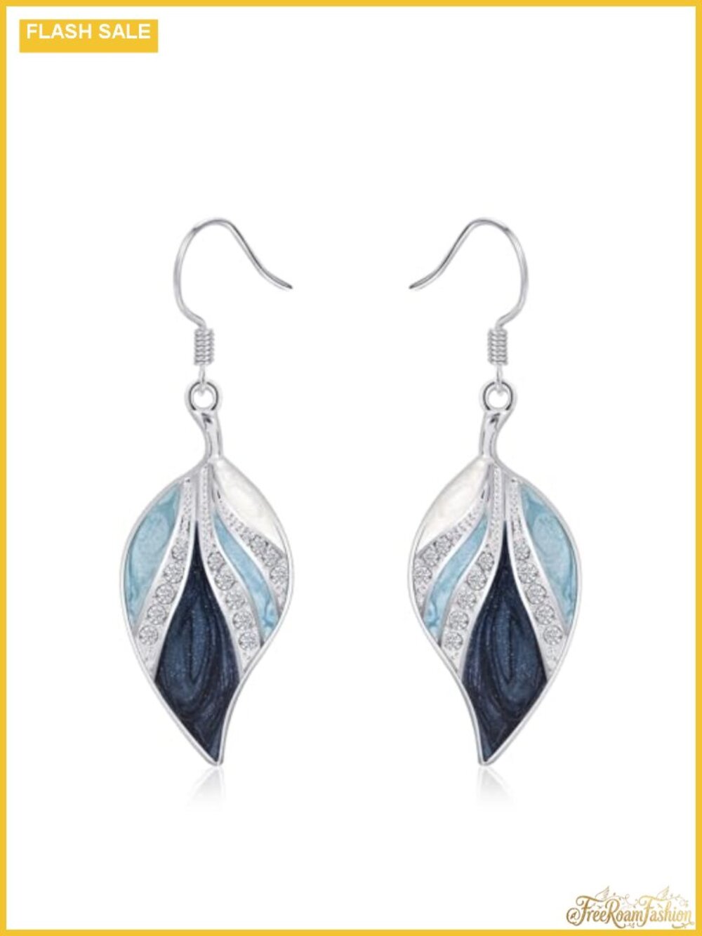 Sterling Silver Plated Leaf Dangle Drop Earrings Boho Teardrop